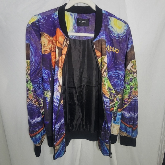Men's Kleino Van Gogh Starry Night Skater Artsy Bomber Jacket - Size Medium - Picture 15 of 15